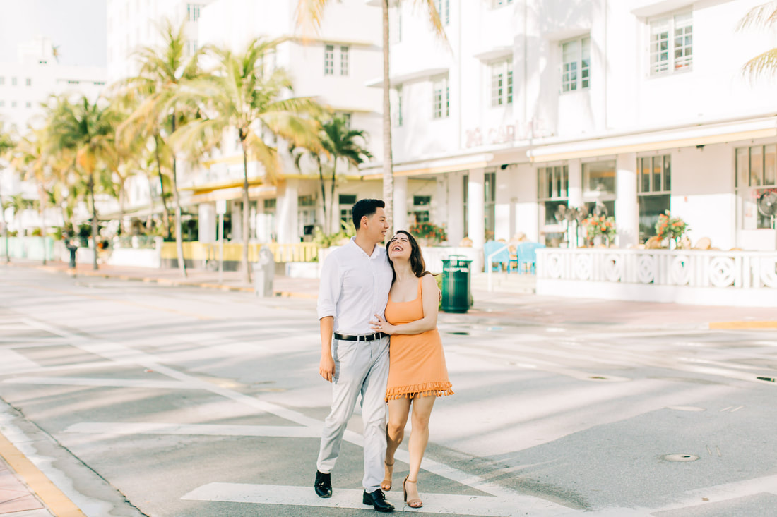 Raleigh wedding photographer Miami beach engagement ocean drive pictures