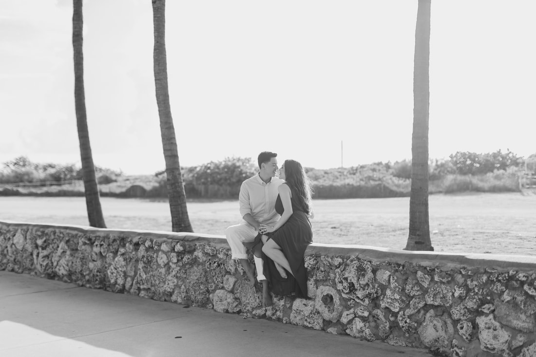 Raleigh wedding photographer Miami beach engagement ocean drive pictures black and white