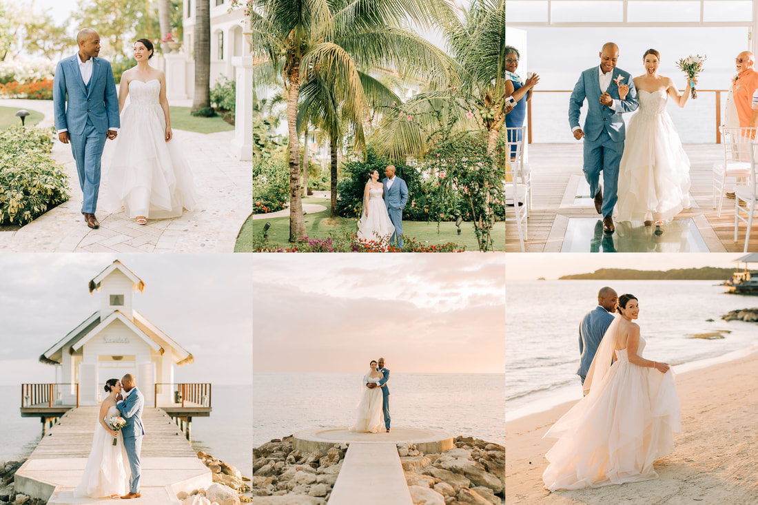 Collage of couple who got married at Sandals South Coast in Jamaica