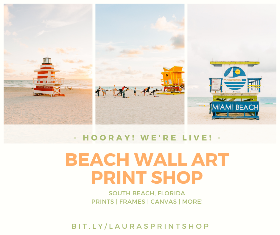 Beach decor, miami wall gallery, miami beach pictures, beach canvases, south beach lifeguard stands, miami beach art, ocean canvas, beach set, sets of 3