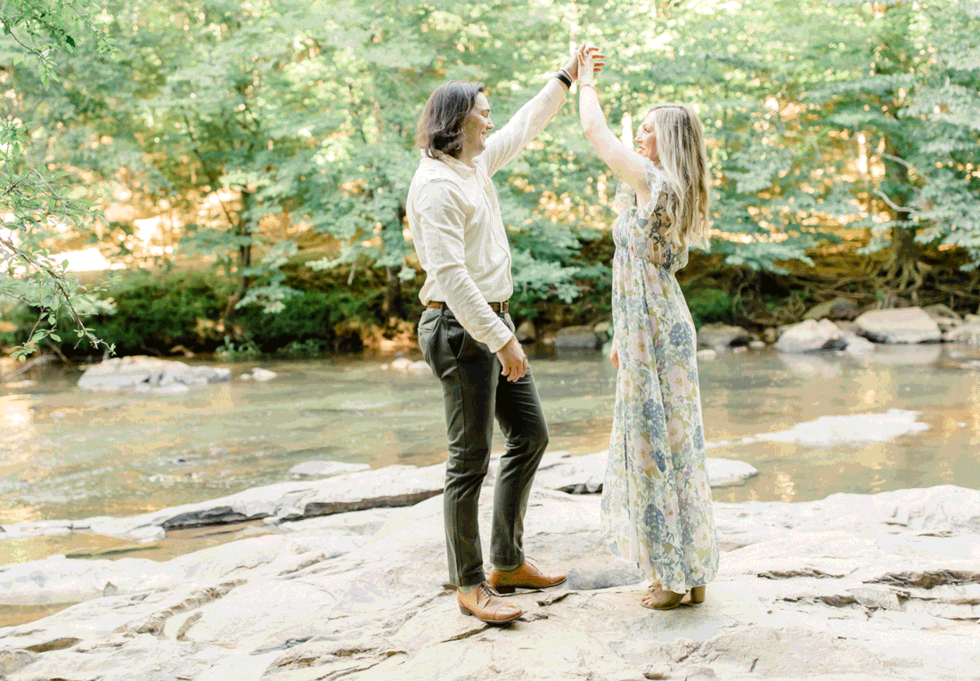 Twirling gif at the Eno River engagement 