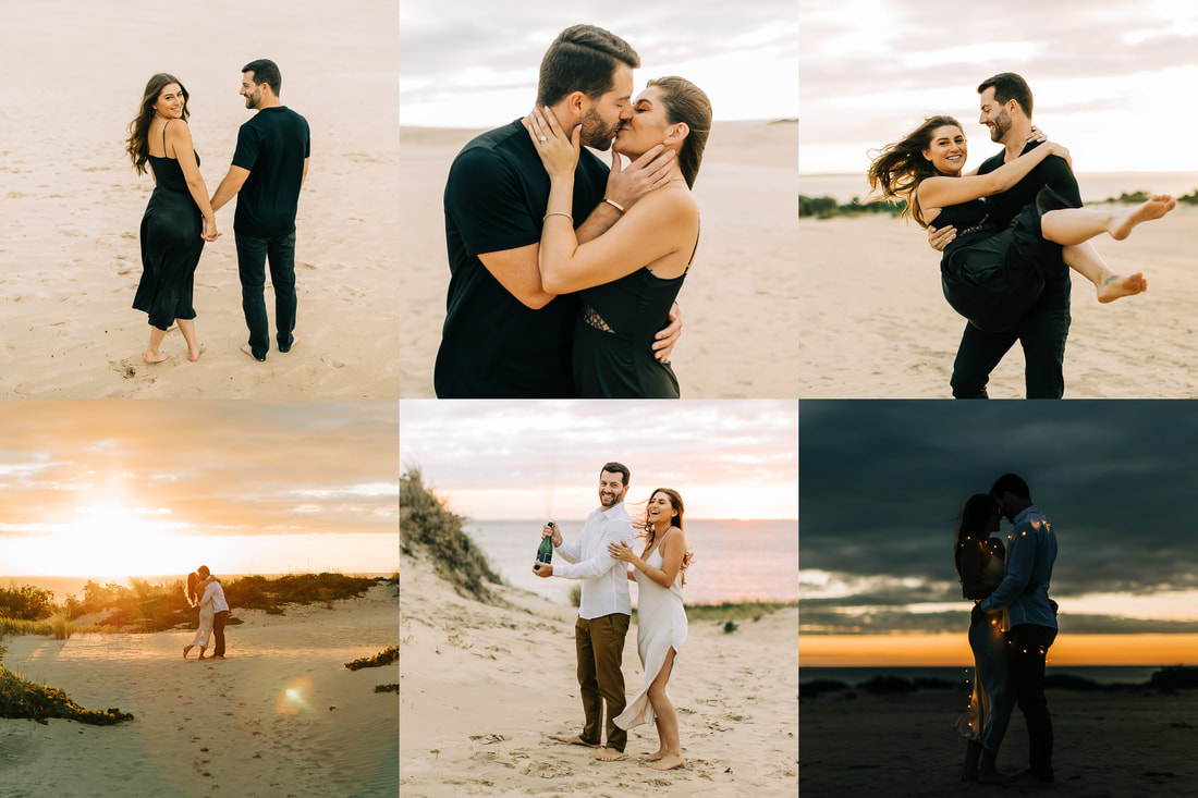 Collage of sand dunes engagement inspiration 