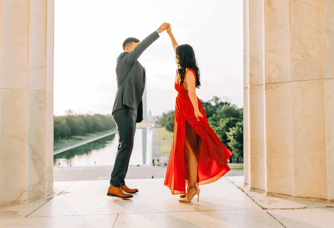 Spin gif made at the Lincoln Memorial at sunrise in Washington, Dc by Washington DC wedding photographer