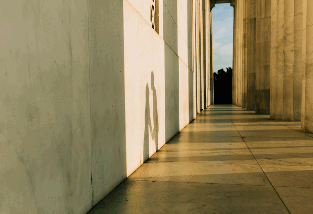 Spin gif made at the Lincoln Memorial at sunrise in Washington, Dc by Virginia wedding photographer