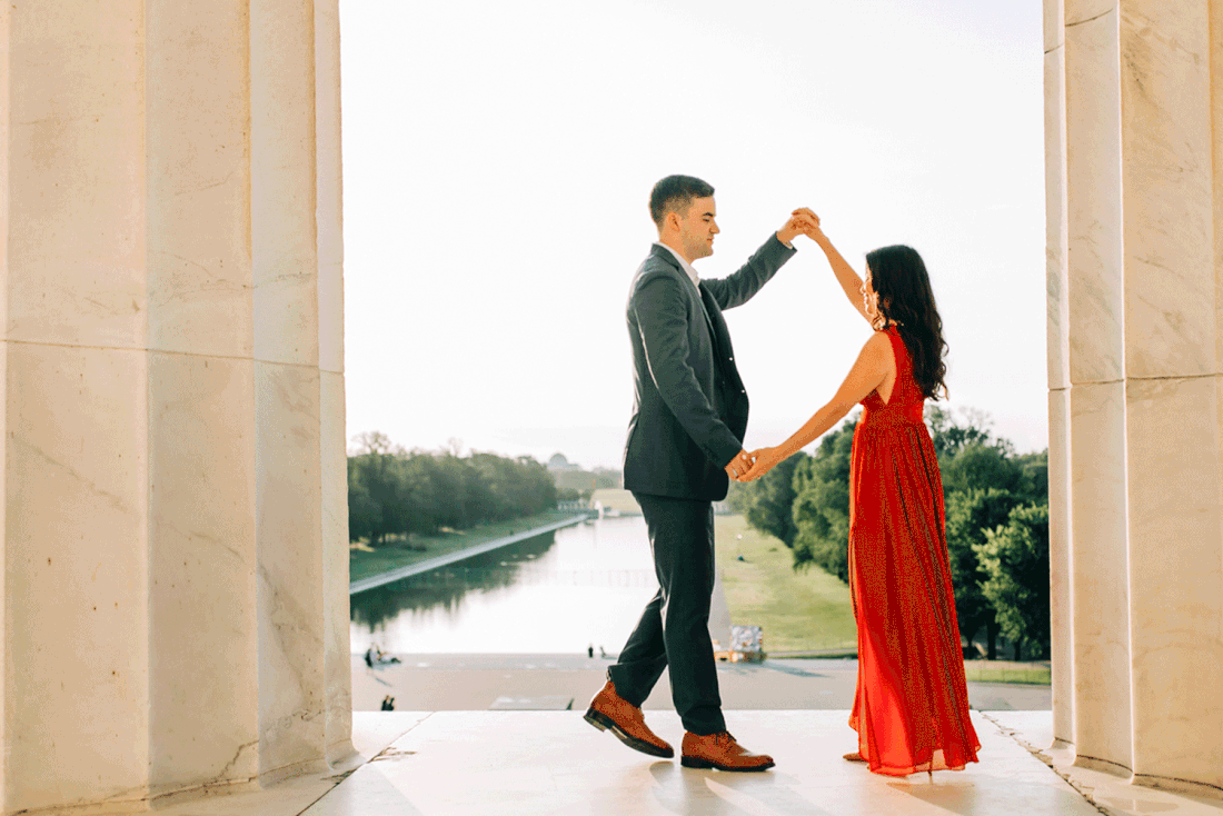 Spin gif made at the Lincoln Memorial at sunrise in Washington, Dc by Washington DC wedding photographer