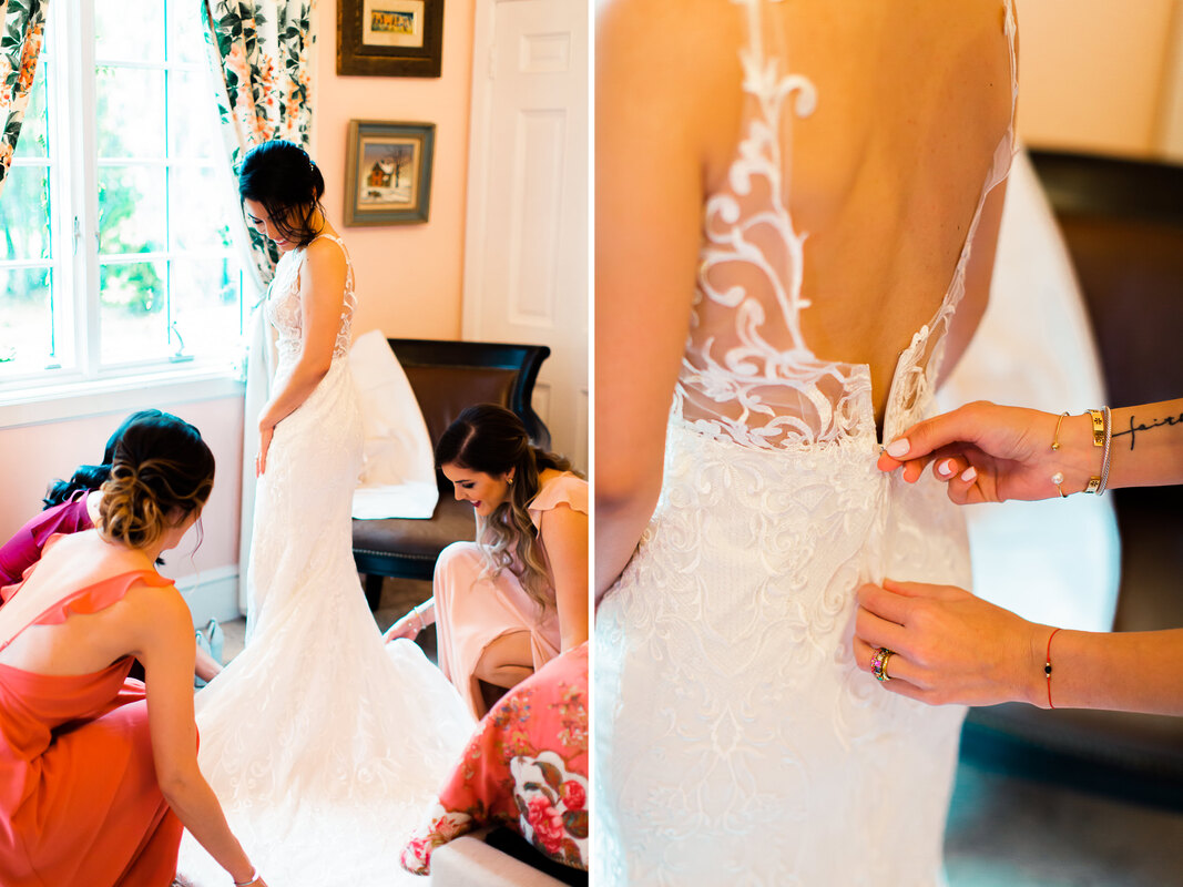 Raleigh Wedding Photographer | Miami Wedding | Casa Tranquila Wedding bridesmaids getting ready wedding dress