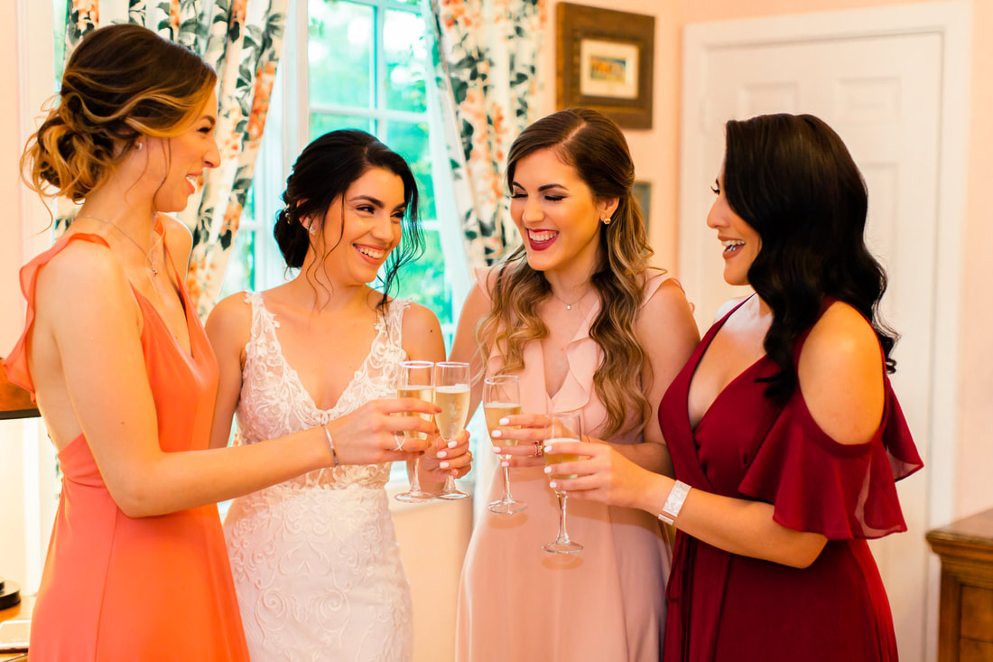 Raleigh Wedding Photographer | Miami Wedding | Casa Tranquila Wedding mix and match pink bridesmaid dresses