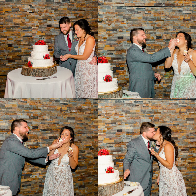 Raleigh Wedding Photographer Mattheson Hammock Park| Longans Place wedding Miami Wedding light and airy reception wedding cake cut smash
