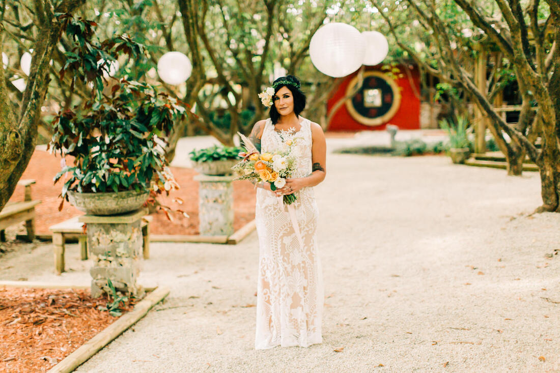 Raleigh Wedding Photographer, Redland Koi Gardens Wedding, Miami Elopement, Boho bridal pictures