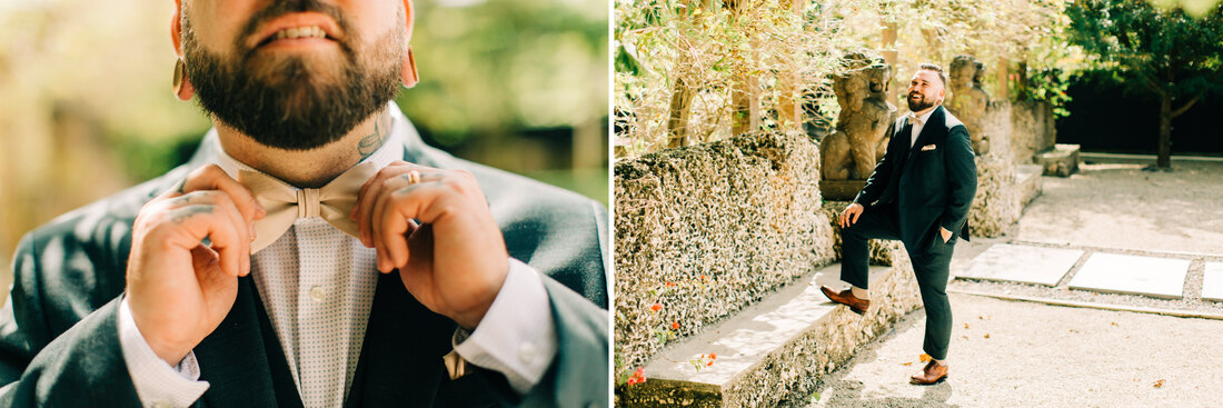Raleigh Wedding Photographer, Redland Koi Gardens Wedding, Miami Elopement, groom photos