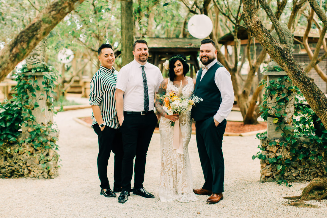 Raleigh Wedding Photographer, Redland Koi Gardens Wedding, Miami Elopement, boho wedding party