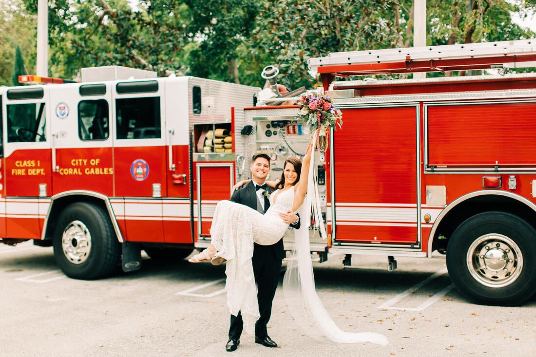 Thalatta Estate Wedding, Thalatta Estate Miami, Miami wedding photographer, fire fighter wedding