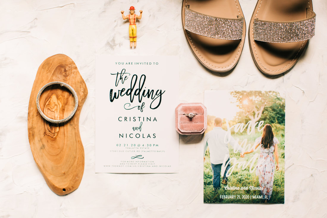 Raleigh Wedding photographer, Thalatta Estate wedding, Miami wedding photographer, wedding invitations flat lay