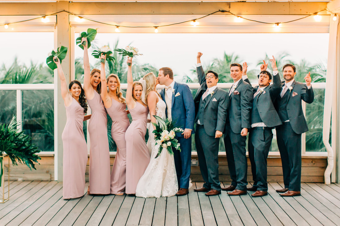 Raleigh Wedding photographer, Confidante Hotel Wedding, Miami wedding photographer, wedding party poses