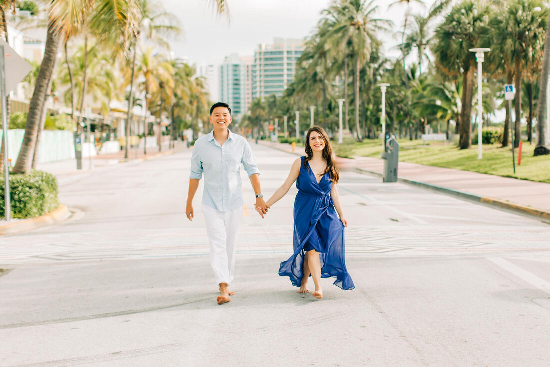 Raleigh elopement photographer candid engagement photos South Beach Miami