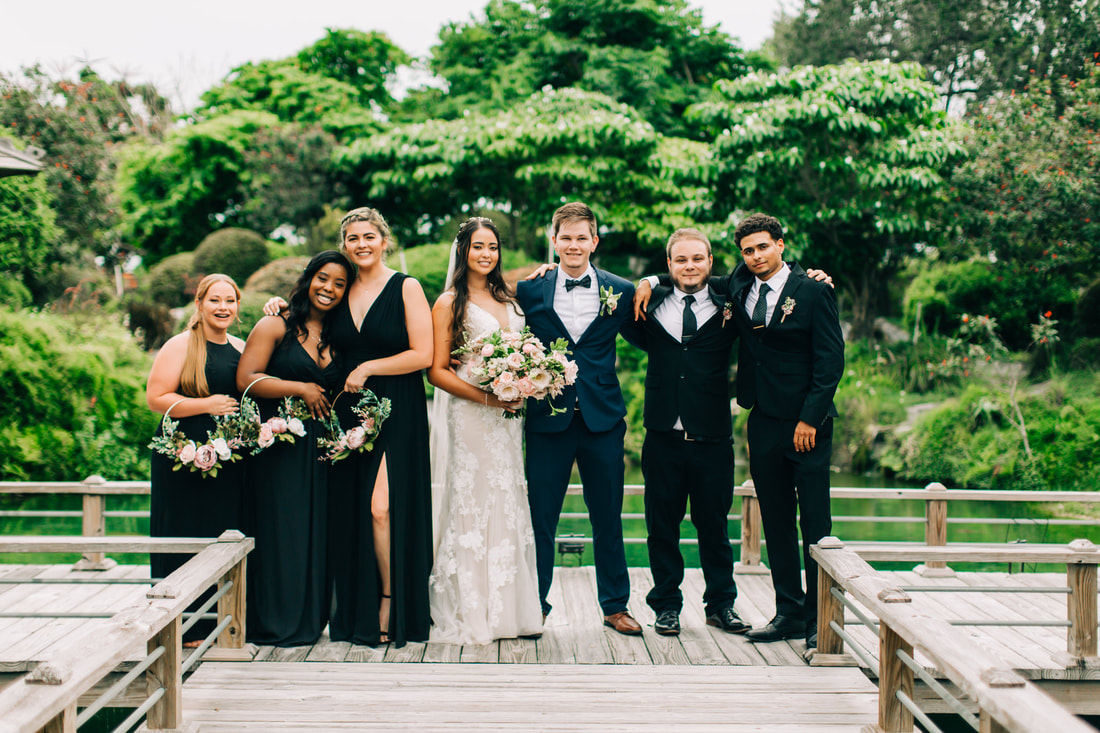 raleigh-wedding-photographer-redland-koi-garden-wedding-miami-wedding-photographer-wedding-party-black-mix-and-match-bridesmaid-dresses