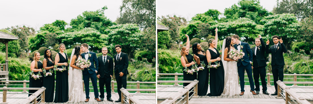 raleigh-wedding-photographer-redland-koi-garden-wedding-miami-wedding-photographer-black-bridesmaids-mix-and-match-dresses